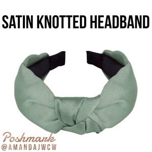 Silk Cross Knot Twist Headband - Sage Green - 1”